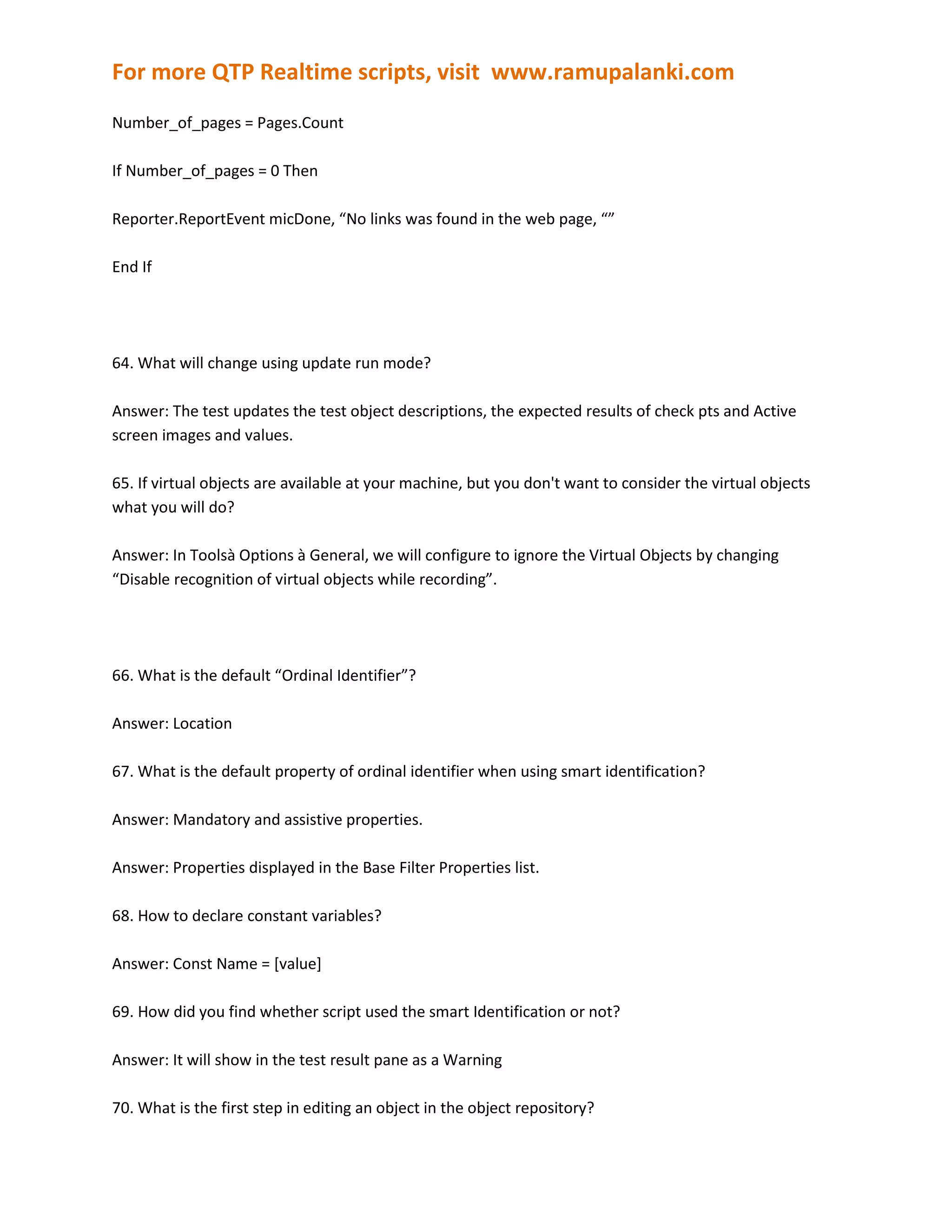 Quick test professional certifcation questions and tutorial2