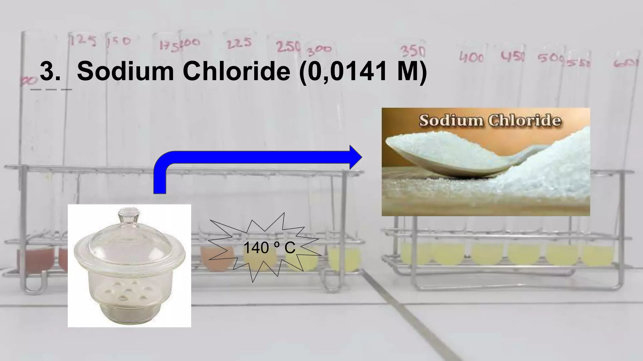 3. Sodium Chloride (0,0141 M)
140 º C
 