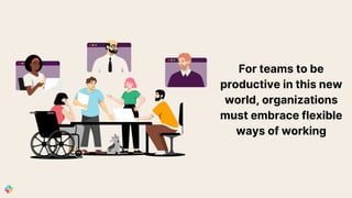 For teams to be
productive in this new
world, organizations
must embrace flexible
ways of working
 