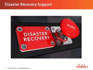 Disaster Recovery Support
© 2015 eFolder, Inc. All Rights Reserved.1
 