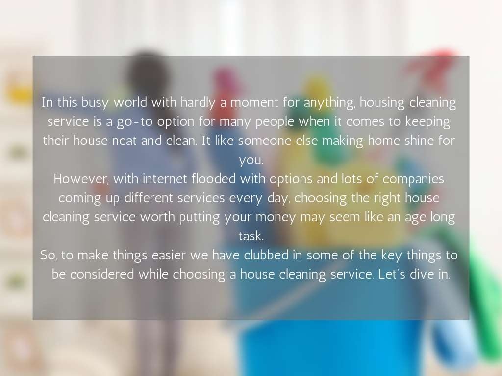 Quick tips to choose the best house cleaning service