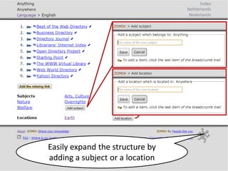 Easily expand the structure by
adding a subject or a location
 