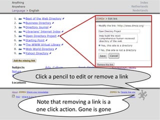Click a pencil to edit or remove a link
Note that removing a link is a
one click action. Gone is gone
 