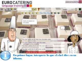 En primerlugar, interprete lo que el chef dice en su
idioma.
 