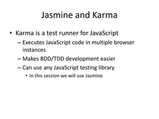 Quick tour to front end unit testing using jasmine | PDF