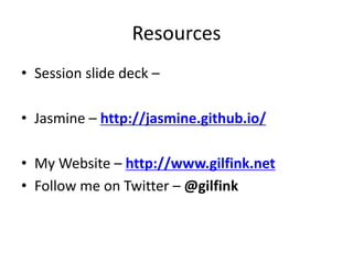 Quick tour to front end unit testing using jasmine | PDF