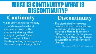 continuity vs discontinuity in child development