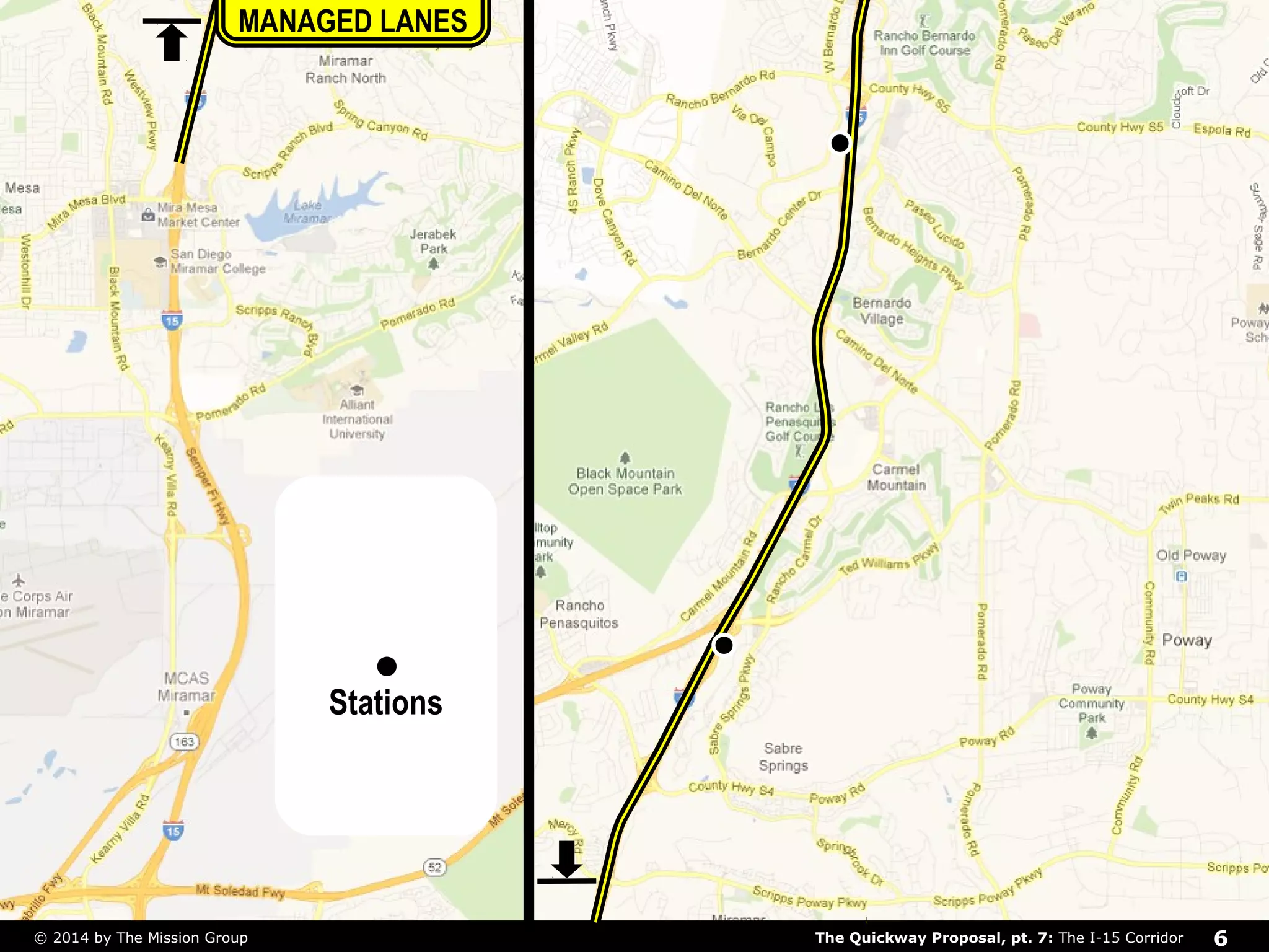 MANAGED LANES 
Stations 
The Quickway Proposal, pt. 7: © 2014 by The Mission Group The I-15 Corridor 6 
 