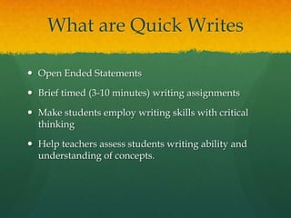 Quick Write Student Examples Quick writes | PPTX