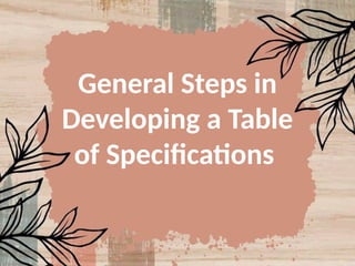Spec Table Timeline Developing Table Of specifications (presenter#5).pptx