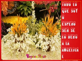 Todo lo que soy o espero ser se lo debo a la angelical solicitud de mi madre.