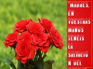 “Madres, en vuestras manos tenéis la salvación del mundo”