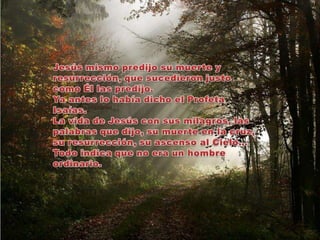 Jesús mismo predijo su muerte y resurrección, que sucedieron justo como Él las predijo. Ya antes lo había dicho el Profeta Isaías.La vida de Jesús con sus milagros, las palabras que dijo, su muerte en la cruz, su resurrección, su ascenso al Cielo… Todo indica que no era un hombre ordinario. 