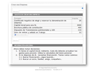 Idea diferenciadora, sentimientos positivos y valentía, tenacidad e ingenio para materializarla.© Seguridad Estructural SL  ·   www.licenciaactividad.es  ·  91 630 15 77