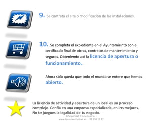 3. ¿Dónde poner mi negocio?	                  ¿Hay      necesidad? 			¿ La gente que preferencias   tienen? 			¿Son  clientes potenciales?		¿Cómo de fuerte   es la competencia?			         ¿Es un barrio próspero?¿Cuál es su potencial crecimiento?¿Has analizado a la gente que vive ahí, su edad, ingresos, gustos, ocupación, tasa de paro…?¿Hay alguna restricción municipal?¿Hay fácil comunicación y aparcamiento?¿El nivel de vida y trabajo son emergentes?¿Te gusta para trabajar y vivir?© Seguridad Estructural SL  ·   www.licenciaactividad.es  ·  91 630 15 77