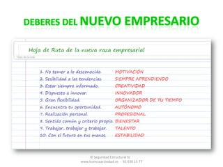 Deberes del nuevo Empresario© Seguridad Estructural SL  ·   www.licenciaactividad.es  ·  91 630 15 77