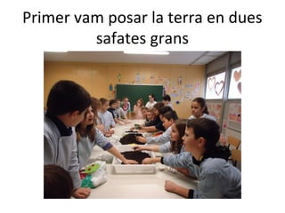 Primer vam posar la terra en dues
safates grans
 