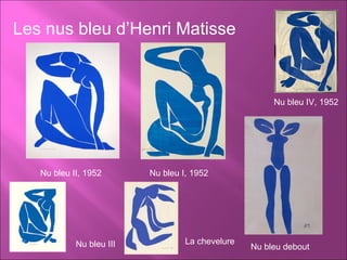 Les nus bleu d’Henri Matisse Nu bleu II, 1952 Nu bleu I, 1952 Nu bleu IV, 1952 Nu bleu debout Nu bleu III La chevelure 