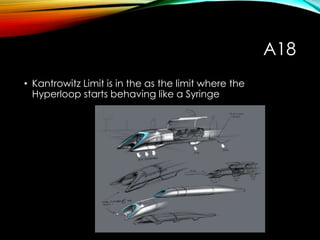 A18
• Kantrowitz Limit is in the as the limit where the
Hyperloop starts behaving like a Syringe
 