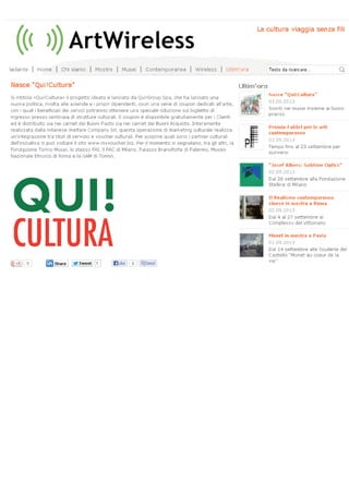 Qui! Group Spa lancia il progetto Qui! cultura