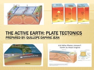 THE ACTIVE EARTH: PLATE TECTONICS
PREPARED BY: QUILLOPE DAPHNE JEAN
 