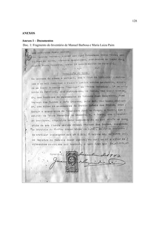 128

ANEXOS
Anexos 1 – Documentos
Doc. 1: Fragmento do Inventário de Manuel Barbosa e Maria Luiza Paim

 