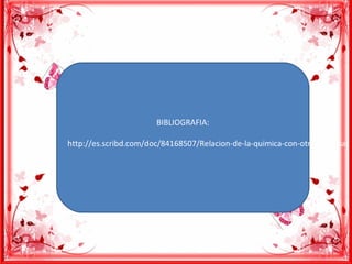 BIBLIOGRAFIA:
http://es.scribd.com/doc/84168507/Relacion-de-la-quimica-con-otras-ciencias
 
