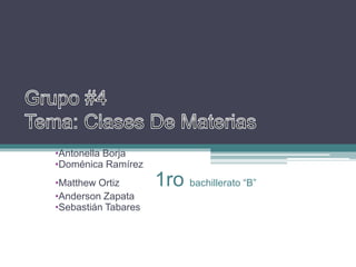•Antonella Borja
•Doménica Ramírez
•Matthew Ortiz 1ro bachillerato “B”
•Anderson Zapata
•Sebastián Tabares
 