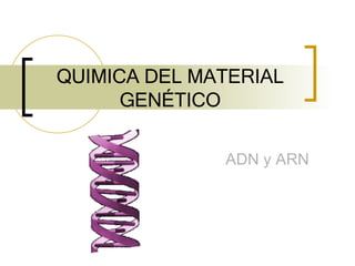 QUIMICA DEL MATERIAL GENÉTICO ADN y ARN 