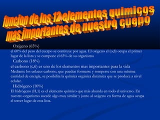 La importancia de los elementos para el ser humano | PPT