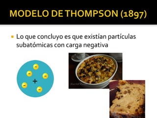    Lo que concluyo es que existían partículas
    subatómicas con carga negativa
 