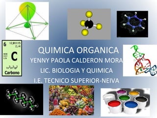 QUIMICA ORGANICA
YENNY PAOLA CALDERON MORA
LIC. BIOLOGIA Y QUIMICA
I.E. TECNICO SUPERIOR-NEIVA
 