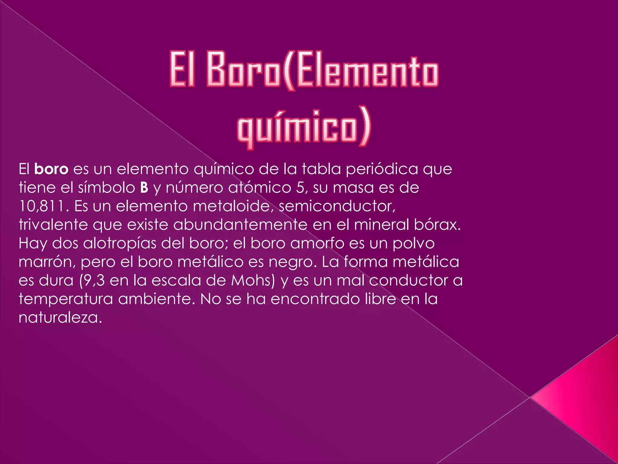 El boro (elemento químico) | PPT