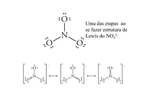 Uma das etapas ao
se fazer estrutura dese fazer estrutura de
Lewis do NO3
1-
 