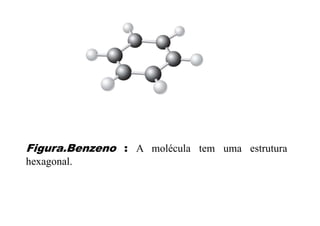 Figura.Benzeno : A molécula tem uma estrutura
hexagonal.hexagonal.
 