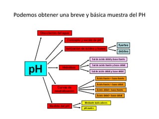Podemos obtener una breve y básica muestra del PH
 