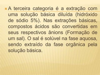 CONCLUSÃOA partir deste concluímos que este método de separação, a extração por solvente, é um dos métodos mais usados para extrair substâncias de outros seres, como por exemplo, da planta, para a fabricação do perfume.  