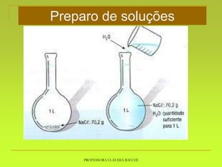PROFESSORA CLÁUDIA BACCHI
Preparo de soluções
 