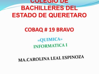 COLEGIO DE 
BACHILLERES DEL 
ESTADO DE QUERETARO 
COBAQ # 19 BRAVO 
 
