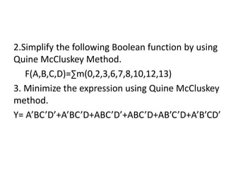 Quine mccluskey method | PPT