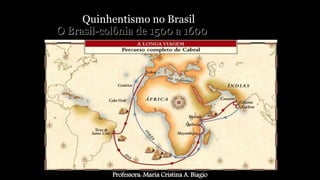 Quinhentismo no Brasil
O Brasil-colônia de 1500 a 1600
Professora: Maria Cristina A. Biagio
 