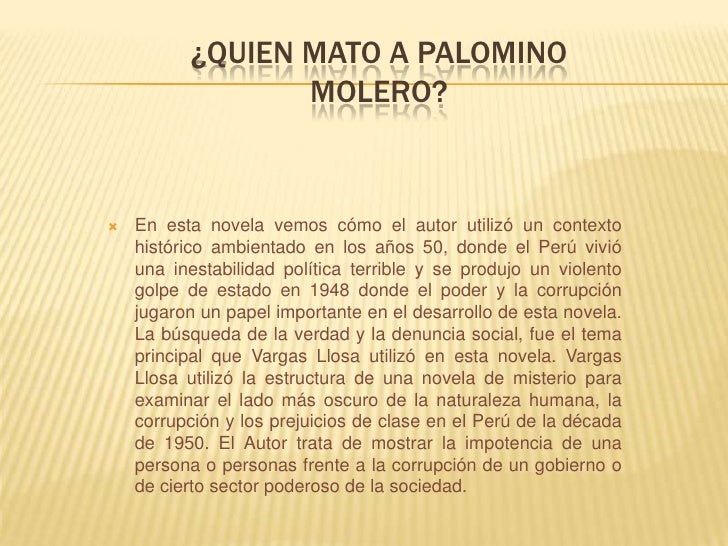 Quién mato a palomino molero presentaciones