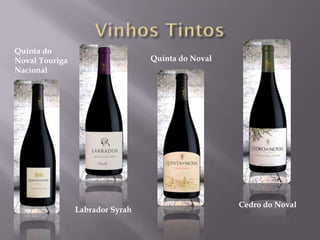 Quinta do
Noval Touriga                    Quinta do Noval
Nacional




                                                   Cedro do Noval
                Labrador Syrah
 