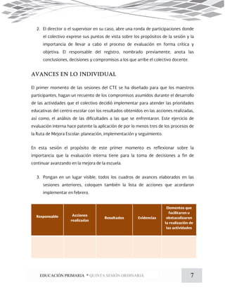 7EDUCACIÓN PRIMARIA * QUINTA SESIÓN ORDINARIA
 
