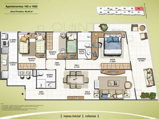 | | | Apartamentos 102 a 1002 Área Privativa: 90,38 m 2 