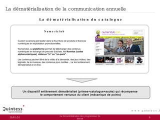 La dématérialisation de la communication annuelle 28/01/10 La dématérialisation des programmes de fidélité La dématérialis...