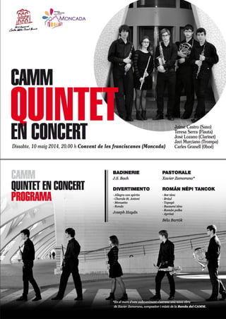 Concert CAMM Quintet programa de mà