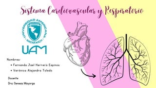Fernanda Jael Herrera Espinos
Verónica Alejandra Toledo
Nombres:
Sistema Cardiovascular y Respiratorio
Docente:
Dra. Genesis Mayorga
 
