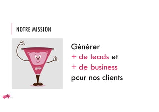 NOTRE MISSION
Générer
+ de leads et
+ de business
pour nos clients
 