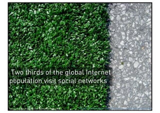 Two thirds of the global Internet
population visit social networks


Source: Nielsen, Global Faces & Networked Places, 2009   Credit: Christian & Cie http://www.flickr.com/photos/christiangates/
 